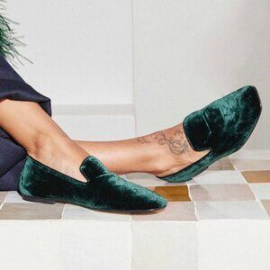Freda Salvador Paisley Smoking Slipper Dark Forest Velvet Size 10
